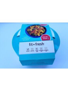 Fit & Fresh Leak Proof Hot Lunch Bowl Meal Container w Spoon 14oz  Blue NEW